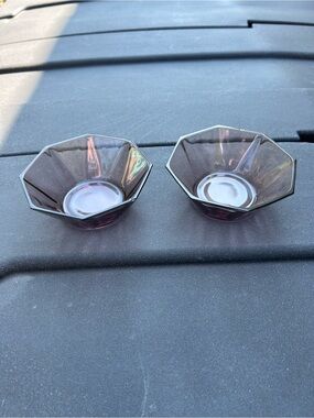 Vintage Hazel Atlas Moroccan amethyst octagonal glass bowls- Set of 2